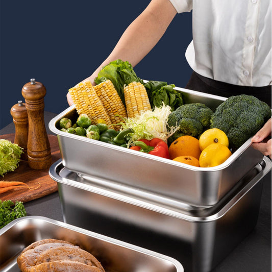 [🎁 Conjunto 7+2 Grátis]  SUS304 Caixas Com Tampa Para Tabuleiro De Servir Em Aço Inoxidável  – Saudáveis, Premium e Compatíveis com Micro-ondas (2000ml)