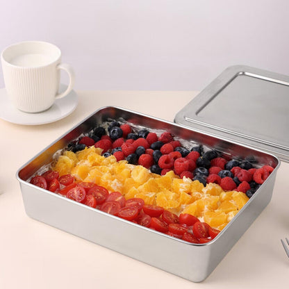 [🎁 Conjunto 7+2 Grátis]  SUS304 Caixas Com Tampa Para Tabuleiro De Servir Em Aço Inoxidável  – Saudáveis, Premium e Compatíveis com Micro-ondas (2000ml)