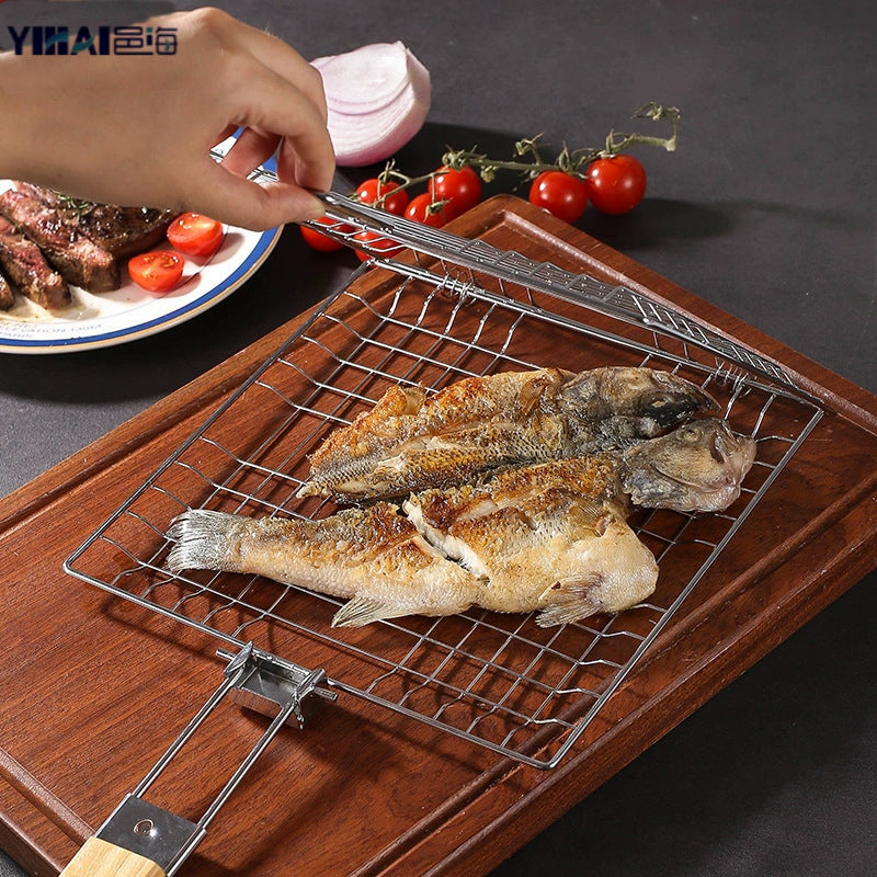 Grelha Dobrável de Aço Inoxidável 304 para Churrasco