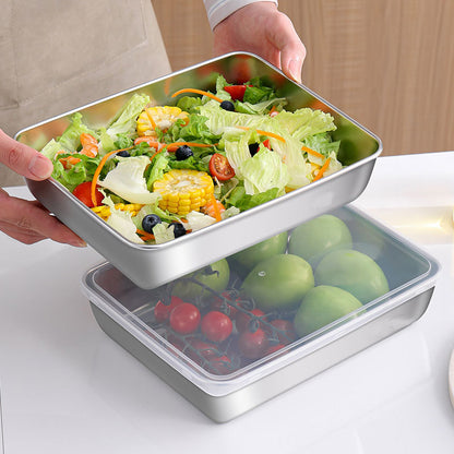 [Versão Importada Nova 2026 ✨] Caixas de Aço Inoxidável SUS304 – Saudáveis, Premium e Compatíveis com Micro-ondas (25 x 20 x 6 cm)