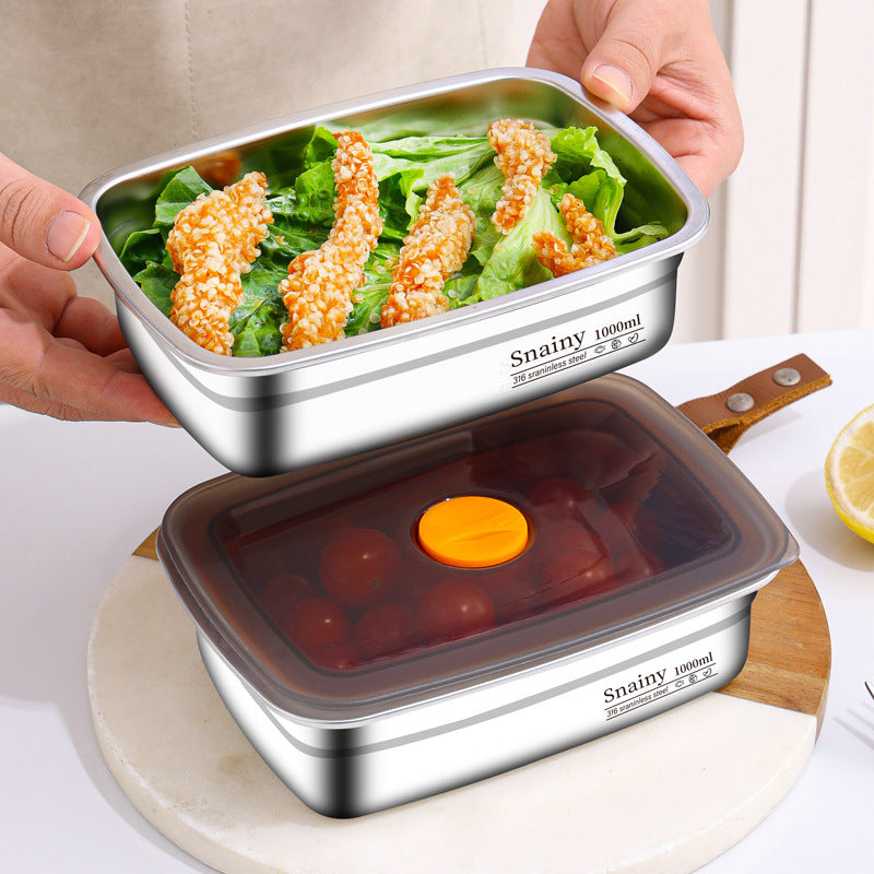 [🎁 Conjunto 6+3 Grátis] Recipiente Hermético para Armazenamento em Aço Inoxidável 316 Antibacteriano (19x14x6cm)