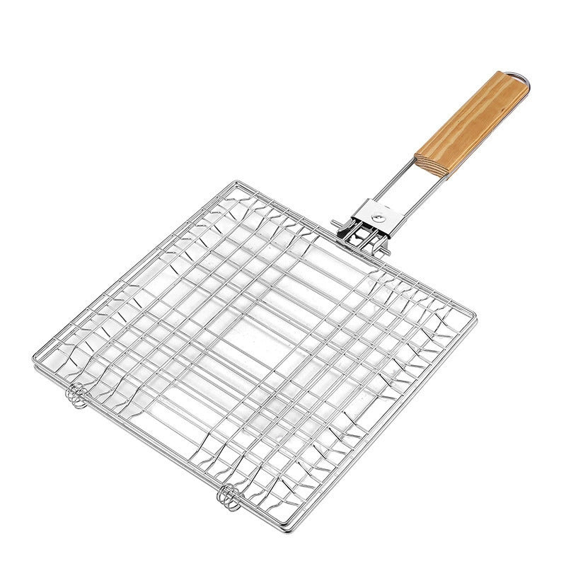 Grelha Dobrável de Aço Inoxidável 304 para Churrasco