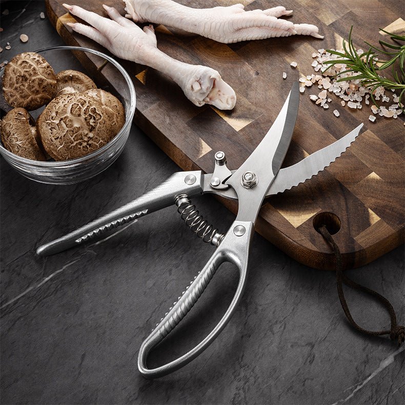 [Versão Importada Nova 2026] Tesoura De Cozinha Multifuncional Em Aço Inoxidável Com Mola De Assistência – Tesoura Profissional Para Cortar Ossos