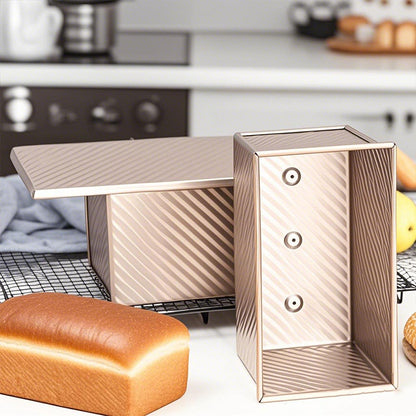 Forma Ondulada Para Pão De Forma 450g Com Tampa – Forma Antiaderente Para Panificação, Bolo E Forno