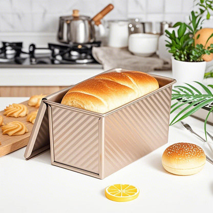 Forma Ondulada Para Pão De Forma 450g Com Tampa – Forma Antiaderente Para Panificação, Bolo E Forno