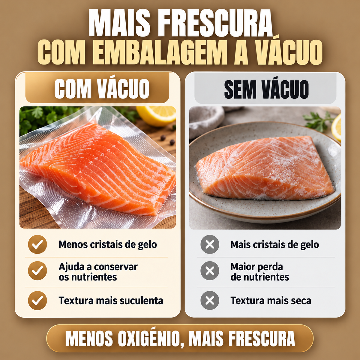 Mais frescura com embalagem a vácuo
