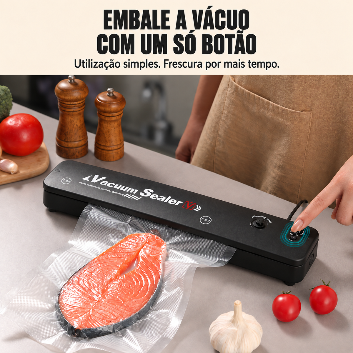 Embale a vácuo com um só botão