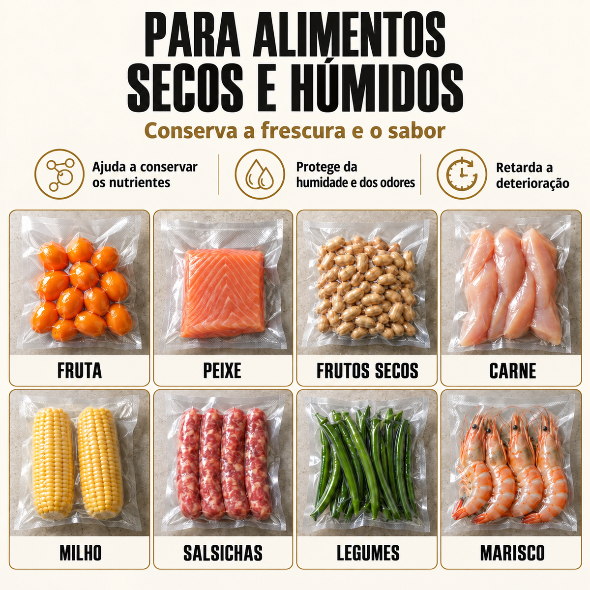 Para alimentos secos e húmidos