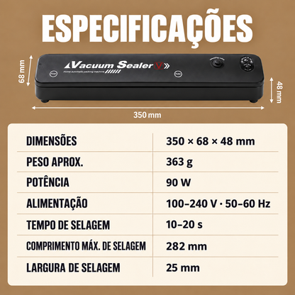 Especificações da máquina de vácuo