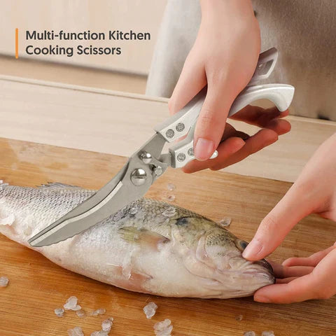 Tesoura Profissional de Aço Inoxidável - Ideal para Carne, Ossos, Peixe e Muito Mais