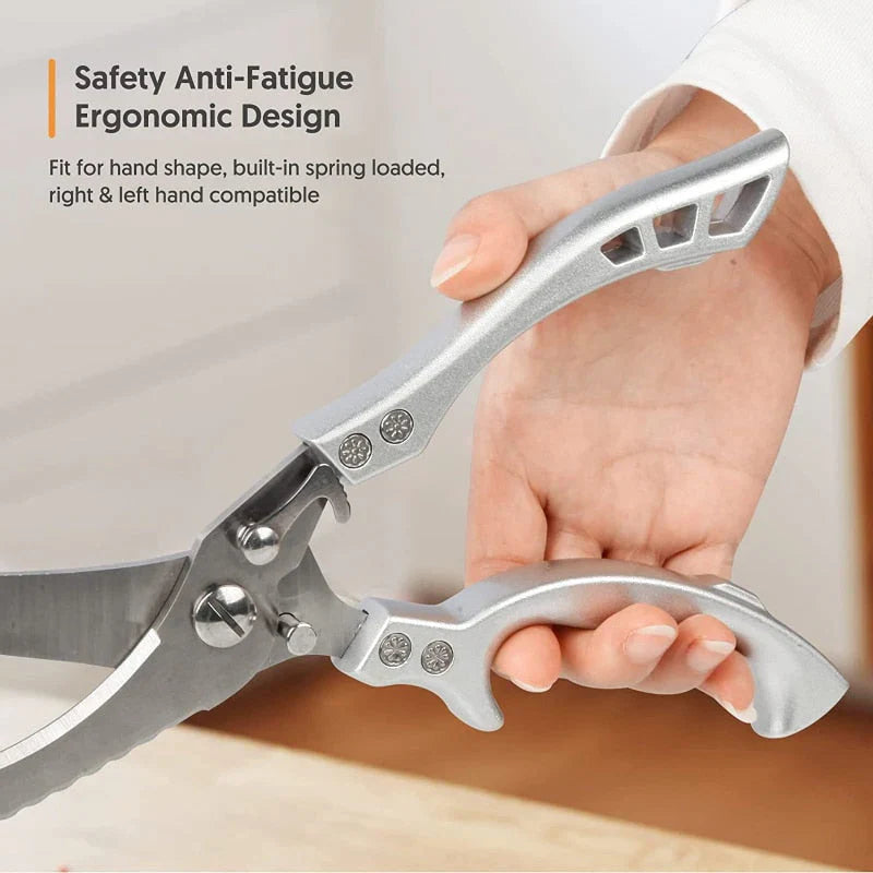 Tesoura Profissional de Aço Inoxidável - Ideal para Carne, Ossos, Peixe e Muito Mais