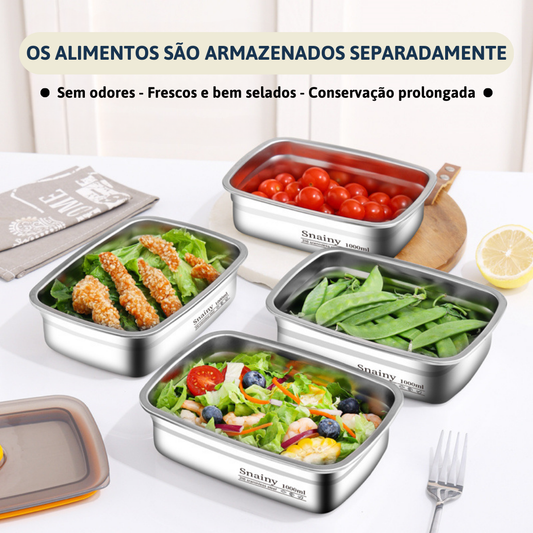 Recipiente Hermético para Armazenamento em Aço Inoxidável 316 Antibacteriano (19x14x6cm)