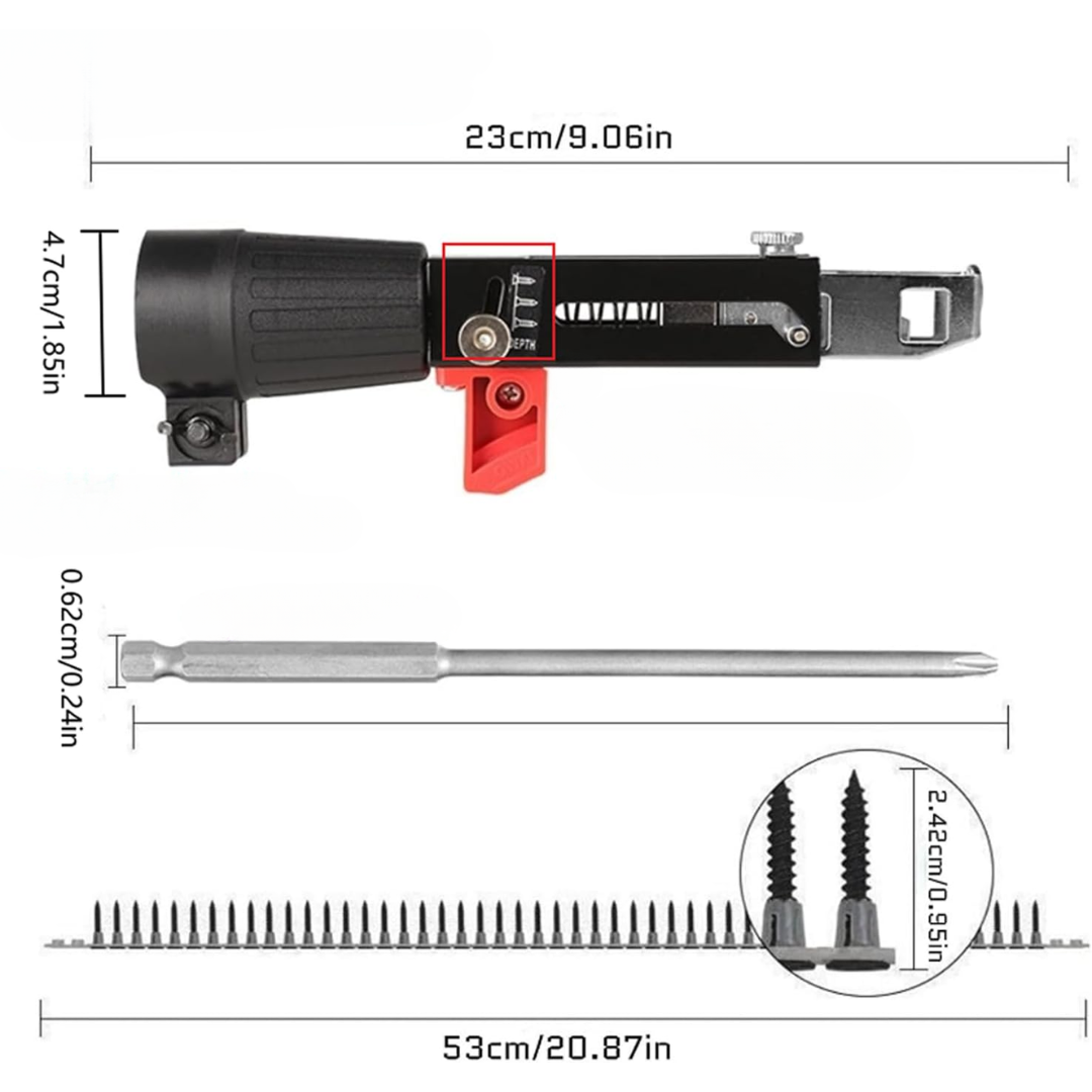 Adaptador para Converter Berbequim em Aparafusadora Automática – Com Fita de Parafusos (50 parafusos / 1 fita)