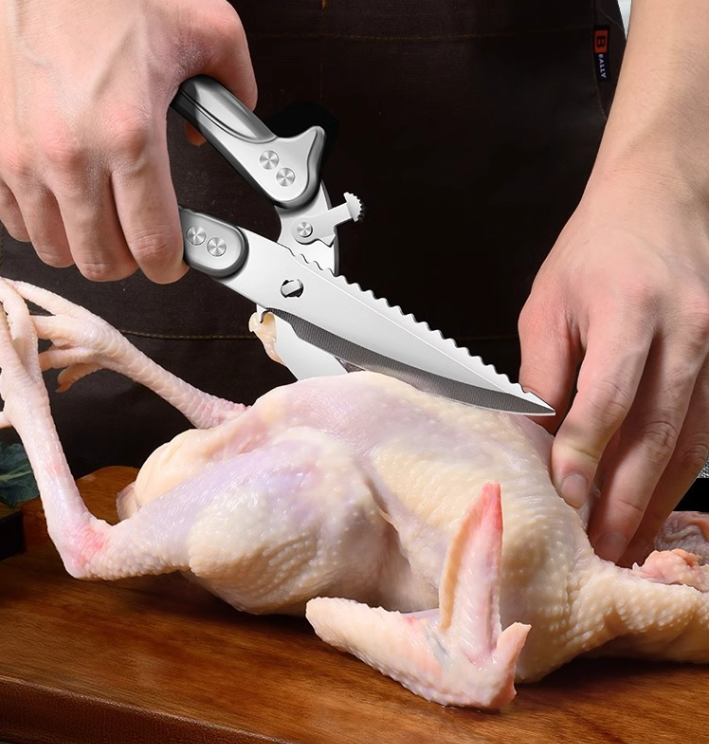 Tesoura Para Cortar Ossos De Frango Desmontável, Tesoura De Cozinha Multifuncional Em Aço Inoxidável, Afiada E Robusta (Cor Prata)
