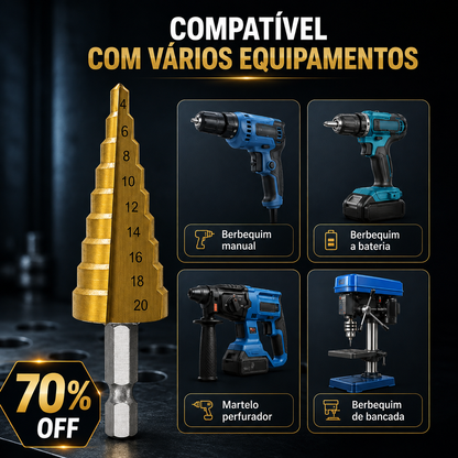 Kit de 3 Brocas Escalonadas Revestidas a Titânio – 4 a 32 mm