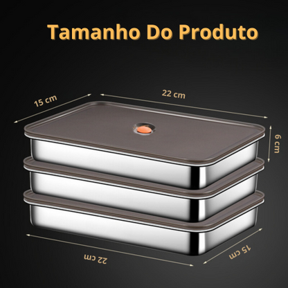 Recipiente Hermético Multifuncional Em Aço Inoxidável 316 (22x15x6cm)