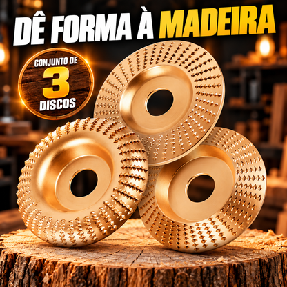 Conjunto de 3 Discos de Desbaste em Aço Carbono para Madeira (Plano - Curvo - Inclinado)
