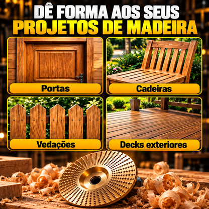 Conjunto de 3 Discos de Desbaste em Aço Carbono para Madeira (Plano - Curvo - Inclinado)
