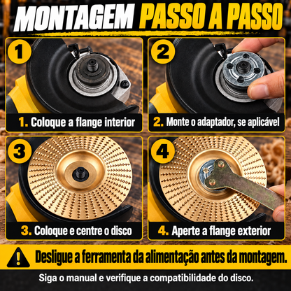 Conjunto de 3 Discos de Desbaste em Aço Carbono para Madeira (Plano - Curvo - Inclinado)