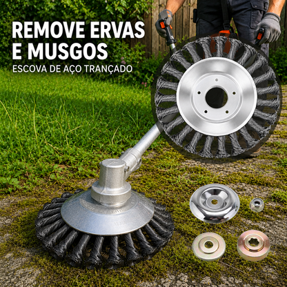 Lâmina de Corte de Relva em Arame de Aço Super Resistente 360° (Inclui Kit de Adaptadores)