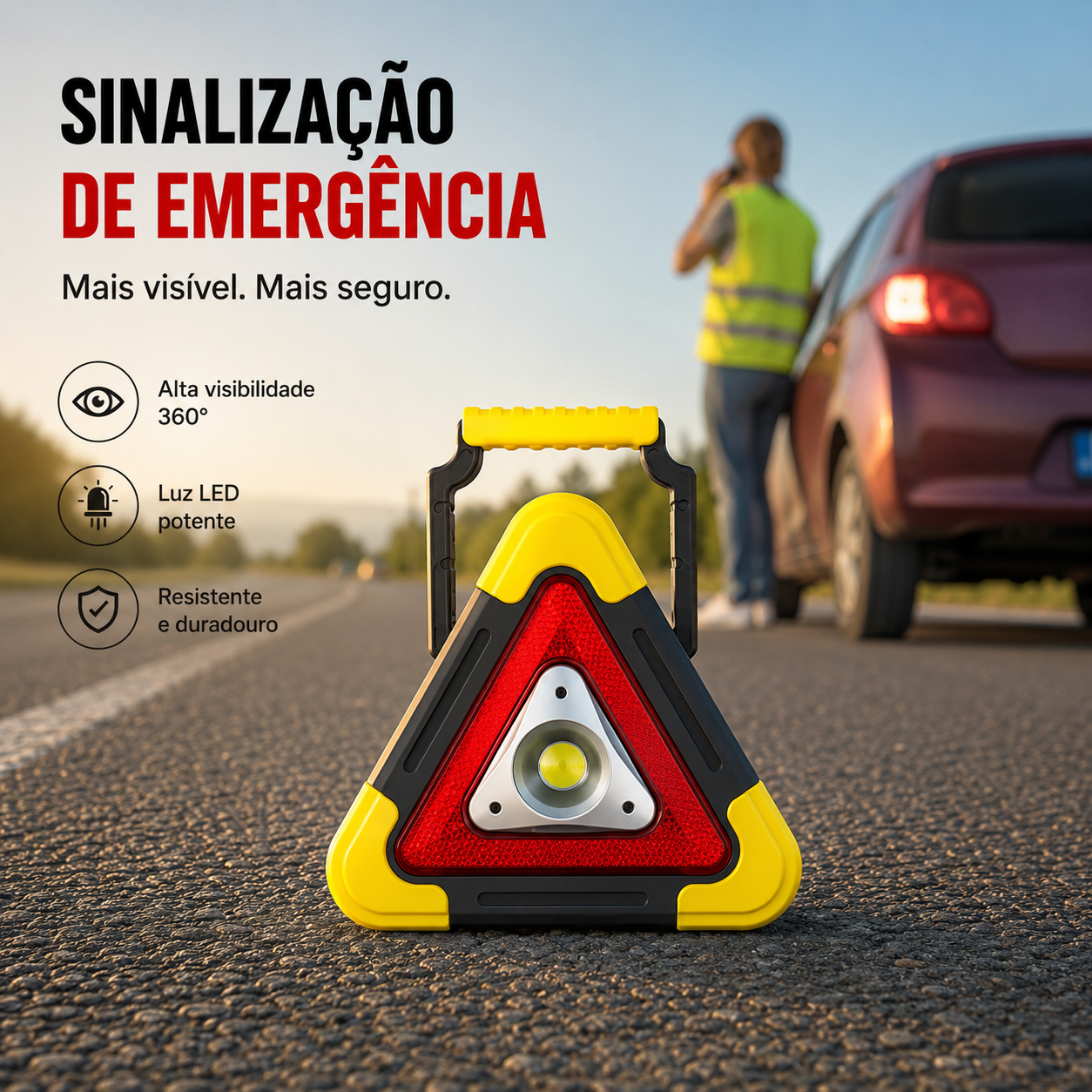 🚨 Triângulo de Emergência LED para Carro – Super Oferta + Envio Grátis