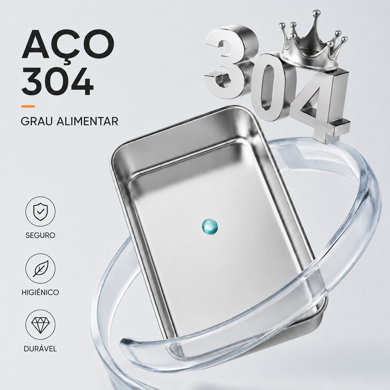 Recipiente hermético em aço inoxidável 304: mantém os alimentos frescos durante mais tempo, de forma segura e sem odores.