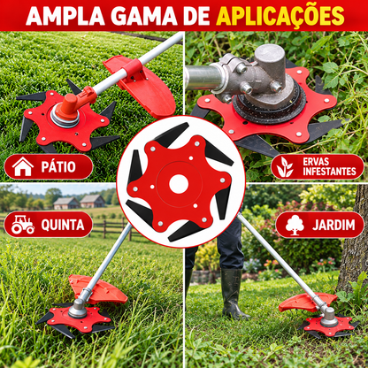 Lâmina de Aço com 6 Dentes para Roçadora (Acessórios Incluídos)