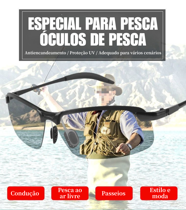 [Tecnologia Alemã] Óculos Polarizados de Pesca Masculinos – Perfeitos para Ver Peixes e o Fundo da Água nos Lagos