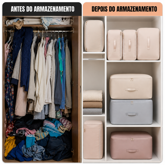 Bolsas Organizadoras de Compressão Automática para Edredons, Roupas, Cobertores, Impermeáveis e à Prova de Umidade (54x42x30cm)