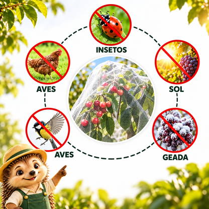 Pack de 50 Sacos de Rede para Frutas e Legumes — Proteja a Sua Colheita de Insetos e Pássaros