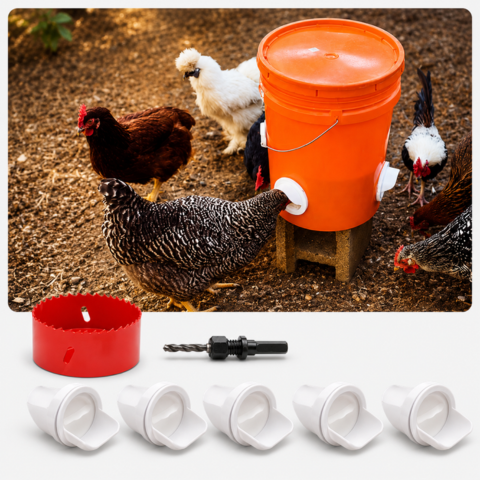 Porta De Alimentação Automática Para Galinhas E Patos Para Todos Os Tipos De Baldes – Inclui Broca Serra Copo