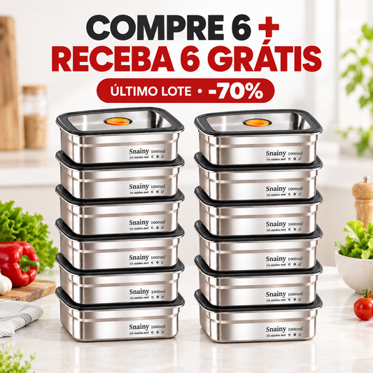 Recipiente Hermético Antibacteriano em Aço Inoxidável 316 (19×14×6 cm)