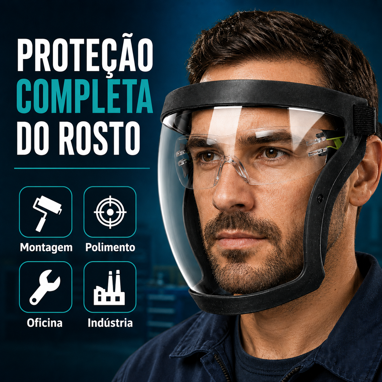 Viseira Integral de Proteção Facial Antiembaciamento – Visão Ampla e Ajuste Confortável