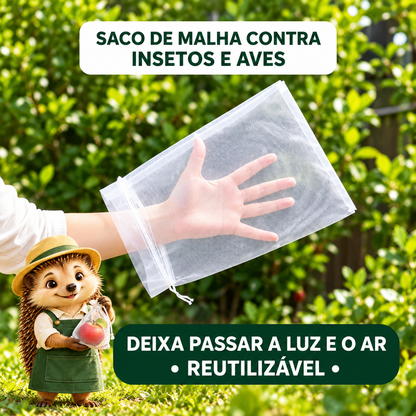 Pack de 50 Sacos de Rede para Frutas e Legumes — Proteja a Sua Colheita de Insetos e Pássaros