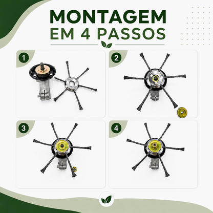 Cabeça de Corte para Roçadora com 6 Braços de Aço Entrançado — Resistente e Potente Contra as Ervas Daninhas Mais Difíceis