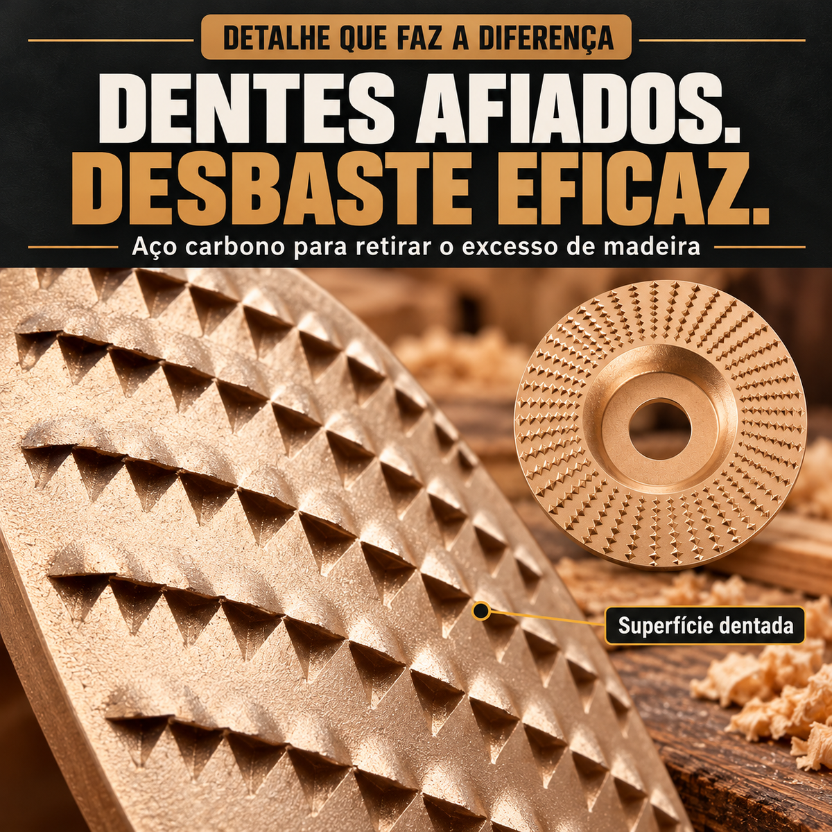 Conjunto de 3 Discos para Madeira – Desbaste Rápido e Modelação com Rebarbadora