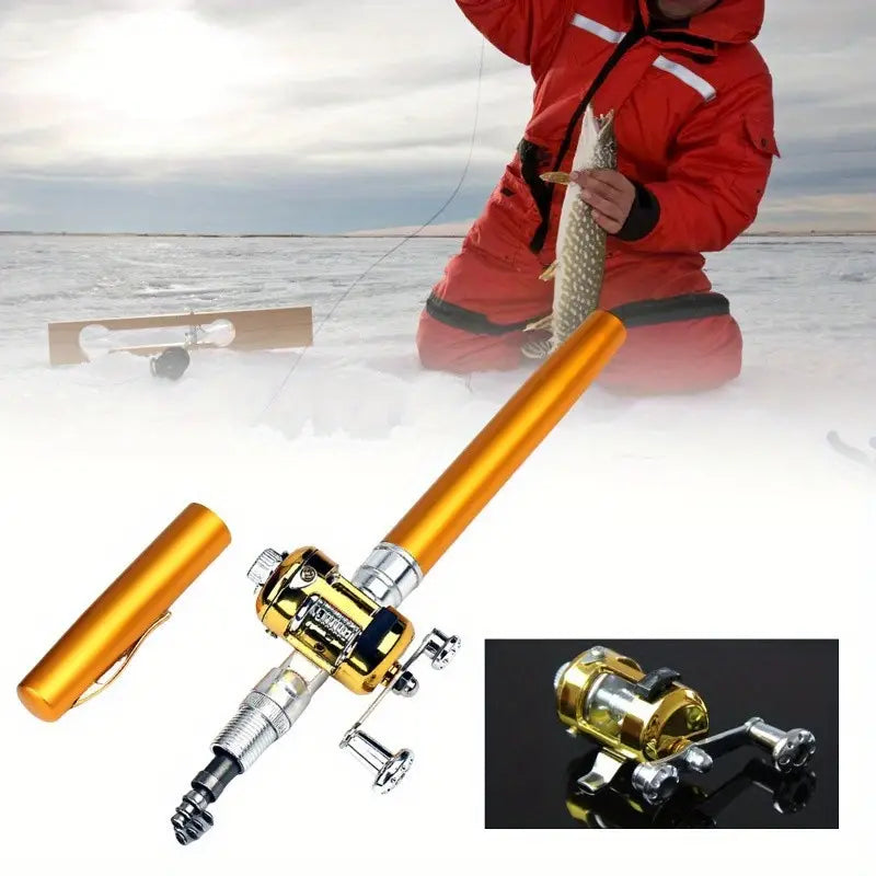 Conjunto De Vara De Pesca Com Carretilha Mini Telescópica De Bolso + Carretilha