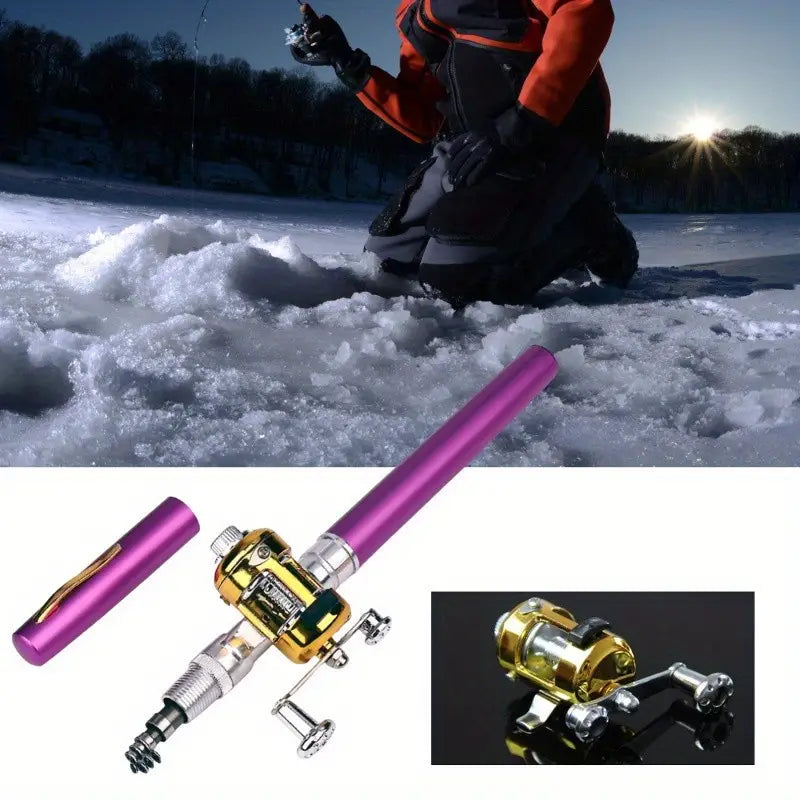 Conjunto De Vara De Pesca Com Carretilha Mini Telescópica De Bolso + Carretilha