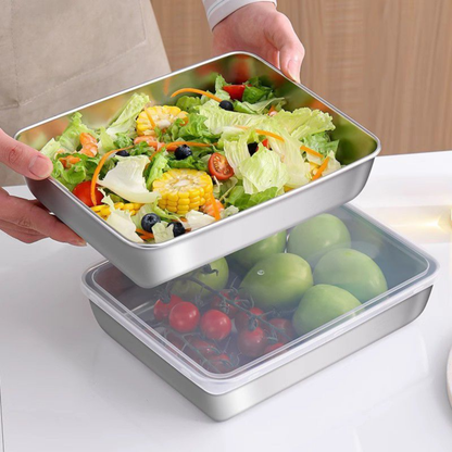 Recipiente hermético em aço inoxidável 304: mantém os alimentos frescos durante mais tempo, de forma segura e sem odores.