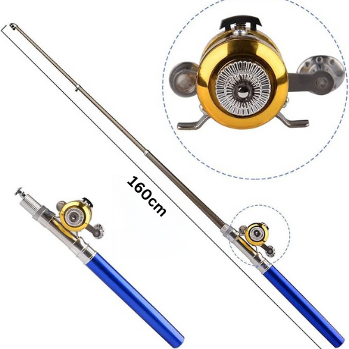 Conjunto De Vara De Pesca Com Carretilha Mini Telescópica De Bolso + Carretilha