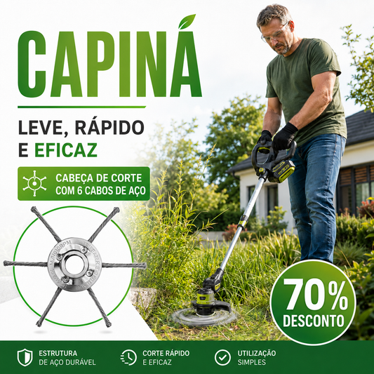 A cabeça do cortador tem 6 ramos tecidos com fio de aço resistente
