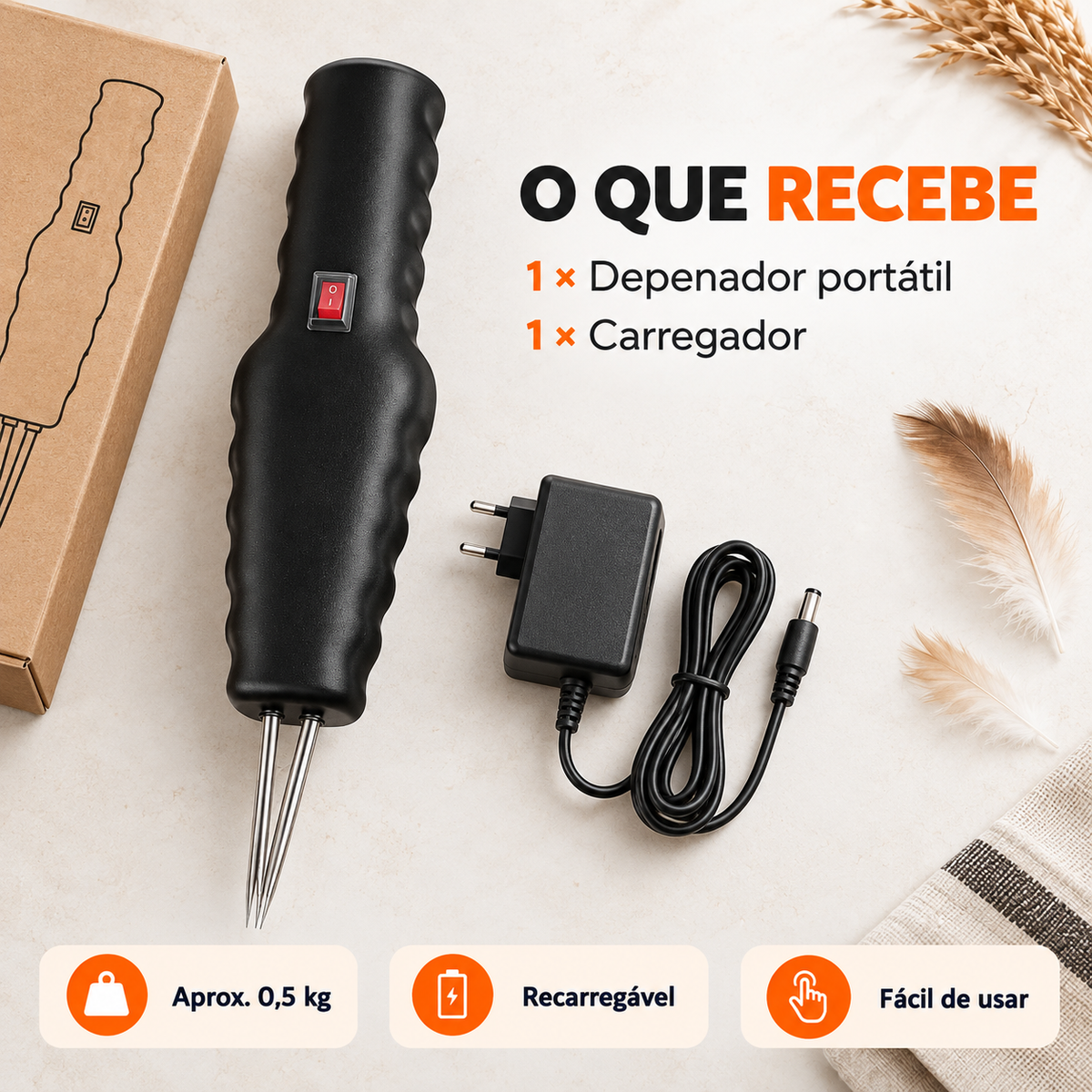 Depenador Portátil para Aves e Animais – Remove Penas e Pelos Finos