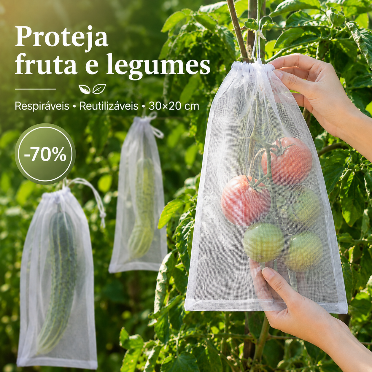 Sacos de rede protetores para fruta e legumes — contra insetos e pássaros