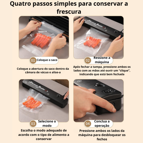 Máquina de selagem a vácuo para alimentos – conservação prolongada – inclui 100 sacos de vácuo grátis