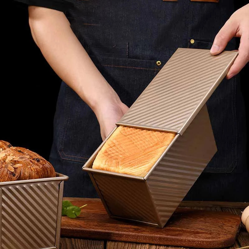 Forma Ondulada Para Pão De Forma 450g Com Tampa – Forma Antiaderente Para Panificação, Bolo E Forno